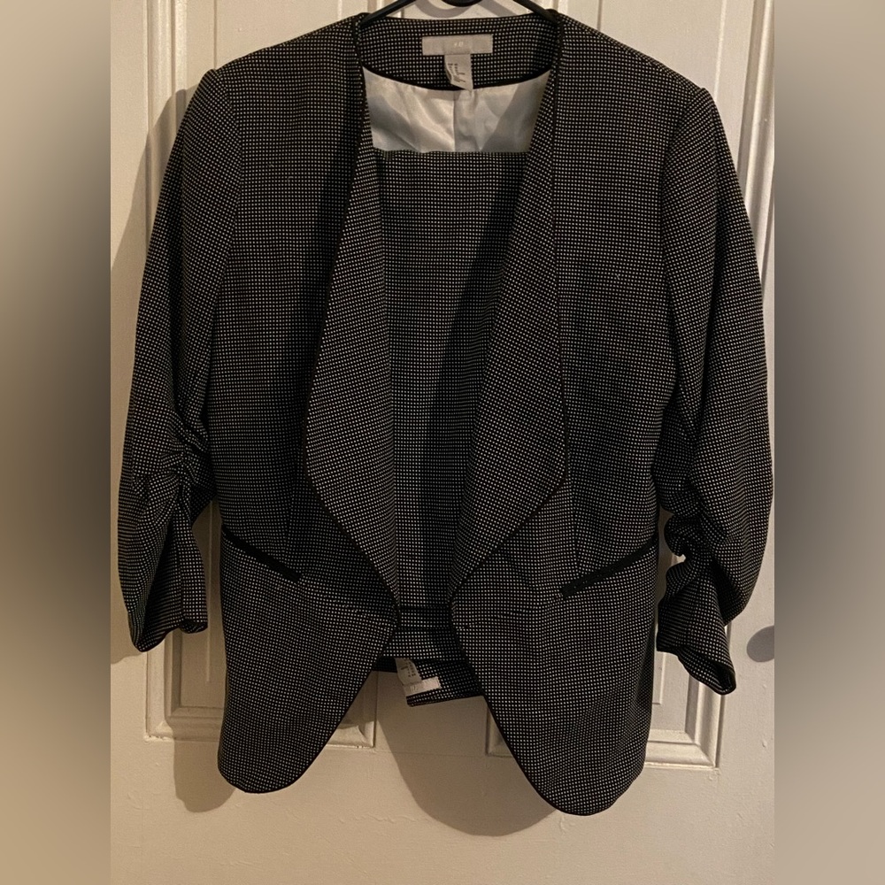 H&M Black and White Blazer & Pants Set